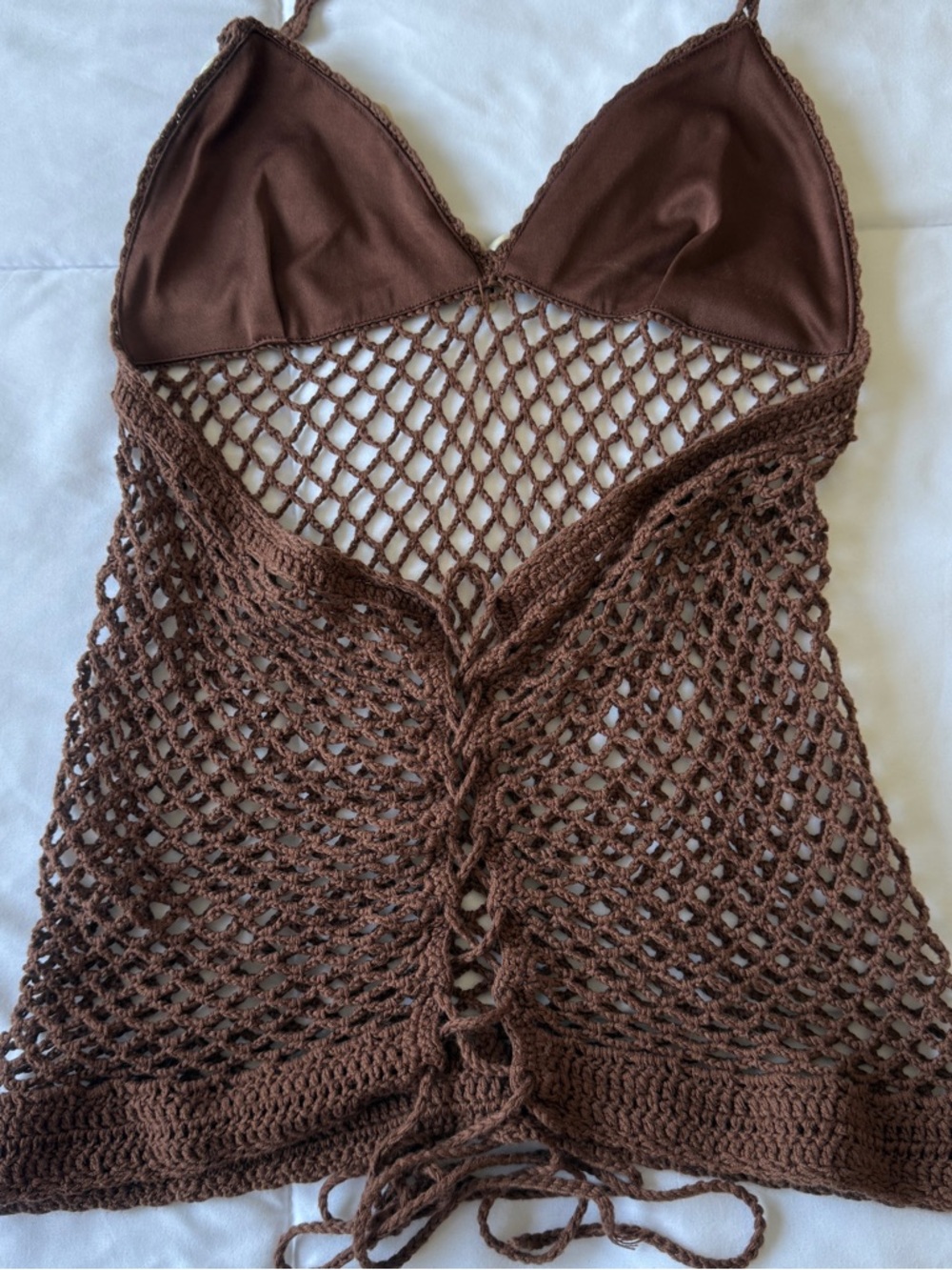 🌺 Chocolate Seashell Crochet Halter Top Small 🌺 - Picture 7 of 9